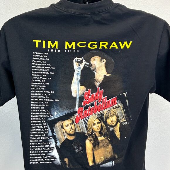 Tim McGraw 2010 Tour T Shirt Lady Antebellum Concert Country Mens Black M Medium - Picture 5 of 7